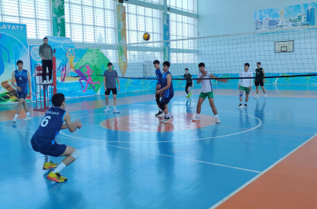 Students on the Volleyball Court